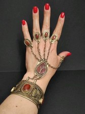 Usado, Pulseira escrava vintage com punho com pedra de bronze combinada comprar usado  Enviando para Brazil