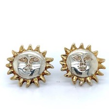 Brincos de ouro amarelo 18K e prata Sergio Bustamante's Vermeil Sun Face Set, usado comprar usado  Enviando para Brazil
