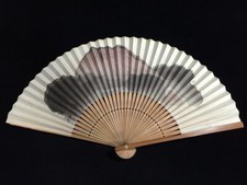 M1328 / Ventilador de mão dobrável SENSU / Montanha / Vintage japonês, usado comprar usado  Enviando para Brazil