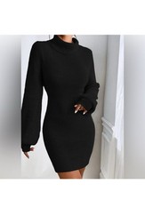 Usado, Vestido suéter feminino gola alta manga lanterna vestido casual comprar usado  Enviando para Brazil