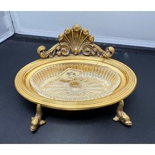 Usado, Saboneteira vintage folheada a ouro 24 quilates cristal austríaco cinzeiro pés 6" comprar usado  Enviando para Brazil