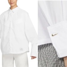 Blusa Nike swoosh abotoadura tecido mistura de algodão manga folhada tamanho XS comprar usado  Enviando para Brazil