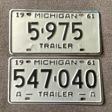 RARO 1961 MICHIGAN TRAILER PLACA CONJUNTO DE 2 VARIAÇÕES "A" E 4 DÍGITOS comprar usado  Enviando para Brazil