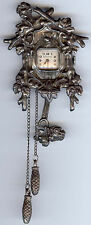PINO DE RELÓGIO CUCO VINTAGE PRATA ESTERLINA ORNAMENTADO DESIGN QUERUBIM FUNCIONANDO, usado comprar usado  Enviando para Brazil