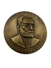 1986 Miguel de Unamuno Medalhão de Bronze, 3,5′′, 9,7 oz Medalha Comemorativa Espanha, usado comprar usado  Enviando para Brazil