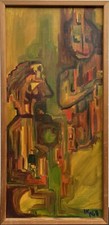 Figuras de composição abstrata a óleo dinamarquesas meados do século vintage anos sessenta 1968 comprar usado  Enviando para Brazil
