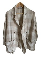 Jaqueta Blazer ESTILO EMPORIO 100% Bege Linho Tamanho Grande Xadrez Boho MED - NOVA comprar usado Jaqueta Blazer ESTILO EMPORIO 100% Bege Linho Tamanho Grande Xadrez Boho MED - NOVA comprar usado  Enviando para Brazil