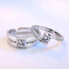 Conjunto de pinos de safira branca corte redondo 0,82 CT em anéis de noivado de prata 935 comprar usado  Enviando para Brazil