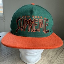 Chapéu Supreme Bones Logo 5 Painéis SnapBack OS Verde Laranja Streetwear Colorway Raro comprar usado  Enviando para Brazil