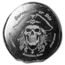 Barra de prata fina redonda de 5 oz - caveira pirata derramada à mão 0,999 #A600, usado comprar usado  Enviando para Brazil