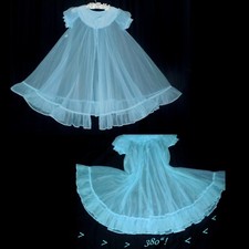 Usado, VESTIDO VARREDOR RARO VINTAGE ANOS 60 TEXSHEEN MENINAS TAMANHO 12 AZUL CHIFFON PEIGNOIR NEGLIGEE 380" comprar usado  Enviando para Brazil