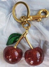 Berloque bolsa chaveiro cereja ouro glitter vermelho pingente metal esmalte alta qualidade NOVO, usado comprar usado  Enviando para Brazil