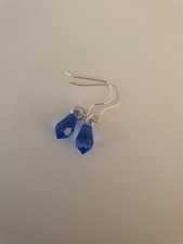 Brincos de prata 925, gota, feitos com cristais Swarovski, gota azul royal, usado comprar usado  Enviando para Brazil
