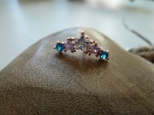 PIERCING Helix Tragus - Edelstahl rosegold - Bogen STERNE klar + blau comprar usado  Enviando para Brazil