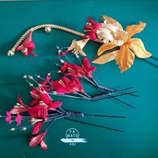 Conjunto de prendedor de cabelo quimono 4 contas de flores de metal fibra sintética laranja ouro vermelho nº 3139 comprar usado  Enviando para Brazil