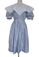 Antigo Vestido The Gilberts For Tally Cinza Listra Branca Tafetá Organza Gola P/M comprar usado  Enviando para Brazil