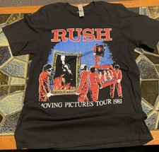 Camiseta masculina unissex RUSH MOVING PICTURES WORLD TOUR 1981 Gildan P vintage, usado comprar usado  Enviando para Brazil