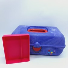 Vintage Caboodles Maquiagem Cosmética Viagem Estojo Rígido Roxo 2 Camadas Bandeja Espelho, usado comprar usado  Enviando para Brazil