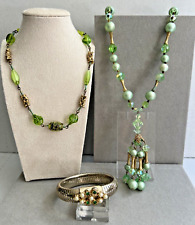 Colares e pulseira elástica de cristal austríaco facetado verde AB vintage comprar usado  Enviando para Brazil