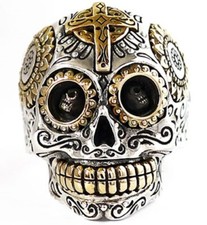 MEXICAN SKULL CROSS SUNFLOWER STERLING 925 SILVER comprar usado  Enviando para Brazil