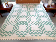 Usado, Colcha vintage 2 cores verde e branco irlandês trevo algodão OCEAN WAVES; MICHIGAN comprar usado  Enviando para Brazil