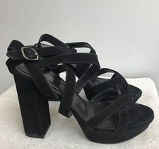Sapato Elyse Walker Preto Camurça Tiras Tornozelo Plataforma Salto Grosso Tamanho 38 comprar usado  Enviando para Brazil