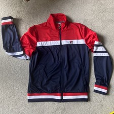 Jaqueta FILA Vilas Courto WHITE LINE Tracksuit Top Track Azul Vermelho Branco Grande comprar usado  Enviando para Brazil