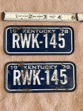 Antigo Original 1978 Kentucky Par de Placa de Licença de Motocicleta RWK 145 5x2" comprar usado  Enviando para Brazil