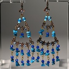 Brincos pendentes de cianita turquesa vintage originais com lustre de pedra preciosa, usado comprar usado  Enviando para Brazil