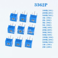 Potenciômetro resistor variável 100pcs 3362P 100R/1K/2K/5K/50K/100K/200K/500K/1M comprar usado  Enviando para Brazil