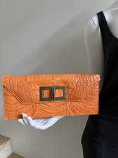 PAOLA DANGOND Bolsa de Mão Envelope de Crocodilo Genuína, Laranja comprar usado  Enviando para Brazil