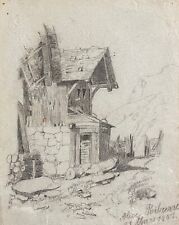 Desenho House IN Haute-Savoie carvão assinado Alice Riberre 1901 comprar usado Desenho House IN Haute-Savoie carvão assinado Alice Riberre 1901 comprar usado  Enviando para Brazil