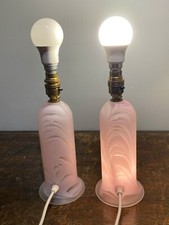 Par de abajures de mesa feitos à mão vidro redemoinho rosa 2 lâmpadas, usado comprar usado  Enviando para Brazil
