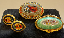 Micro mosaico vintage de vidro de Pequim? Brincos com broches de joias comprar usado  Enviando para Brazil