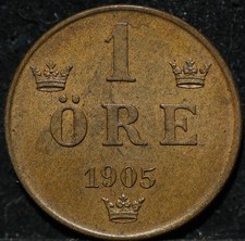 Suécia 1 One Öre 1905 moeda estrangeira antiga do velho mundo bronze de alta qualidade comprar usado  Enviando para Brazil