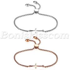 Berloque feminino simples polido aço inoxidável livremente ajustável pulseira cruz corrente comprar usado  Enviando para Brazil