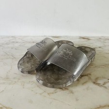 Chinelos de piscina COACH Ulyssa cinza glitter logotipo geléia transparente - EUA 8 comprar usado  Enviando para Brazil