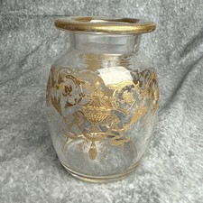 Usado, Vaso de vidro gravado antigo com destaque dourado frasco de 4 1/2” comprar usado  Enviando para Brazil