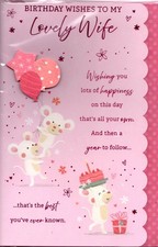 Wife birthday card for sale  MALVERN