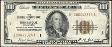1929 $100 nota nacional de cem dólares Minneapolis Federal Reserve Bank comprar usado  Enviando para Brazil