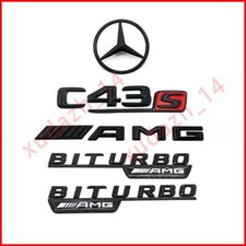 Conjunto de logotipo emblema letra preta emblema estrela traseira C43S AMG BITURBO para Mercedes W205, usado comprar usado Conjunto de logotipo emblema letra preta emblema estrela traseira C43S AMG BITURBO para Mercedes W205, usado comprar usado  Enviando para Brazil