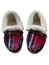 J. Chinelos Mocassim Xadrez Stewart Tartan Crew Factory Tamanho 8 Casa Sapatos Euc, usado comprar usado  Enviando para Brazil