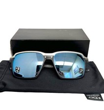 Óculos de sol Oakley Parlay OO4143-1258 cinza fosco/prata azul polarizado com bolsa comprar usado  Enviando para Brazil