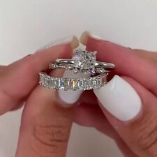 Juego de anillos de compromiso de moissanita anillo de novia 2,5 quilates corte cojín anillo de moissanita ella segunda mano  Embacar hacia Mexico