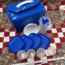 Usado, Tupperware Tupper Toys VTG Conjunto de Piquenique Azul Refrigerador com 1502 Pratos 1503 Copos comprar usado  Enviando para Brazil