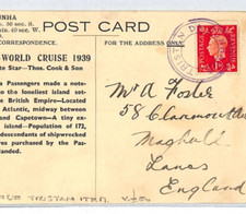 Cartão postal TRISTAN DA CUNHA KGVI 1939 *NAVIO FRANCONIA WORLD CRUISE* Maghull XJ130 comprar usado  Enviando para Brazil