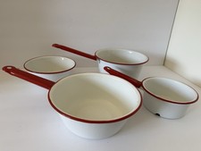 Usado, Conjunto 4 utensílios de esmalte vintage panela panela panela tigela branca vermelha acabamento alça acampamento rústico comprar usado Usado, Conjunto 4 utensílios de esmalte vintage panela panela panela tigela branca vermelha acabamento alça acampamento rústico comprar usado  Enviando para Brazil