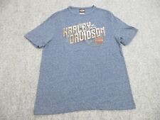 Camisa masculina Harley Davidson grande azul tripulação motoqueiro engrenagens logotipo, usado comprar usado  Enviando para Brazil