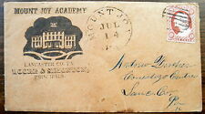 1850'S ILLUSTRATED MOUNT JOY ACADEMY, LANCASTER, PA US COVER SC# 11 comprar usado  Enviando para Brazil