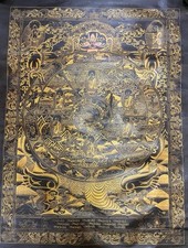 Pintura al óleo rara grande vintage pintada a mano Buda tibetano Om mandala Thangka D segunda mano  Embacar hacia Mexico